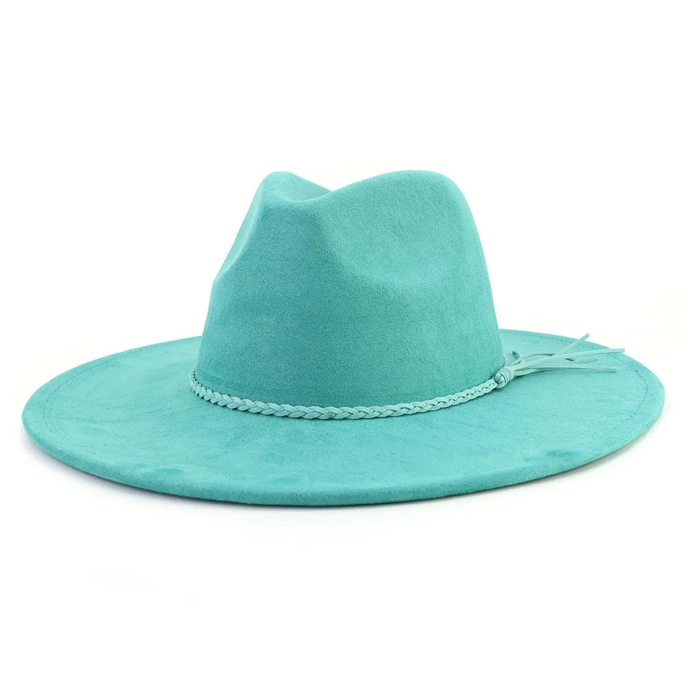 Vegan Suede 9.5cm Wide Brim Fedora Hat