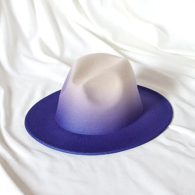 Gradient two-tone tweed flat-brimmed Fedora (unisex)
