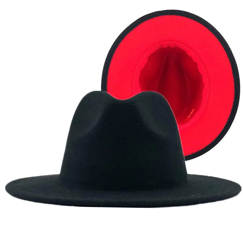 Wool Felt Fedora Hat Wide Brim for Women & Men
