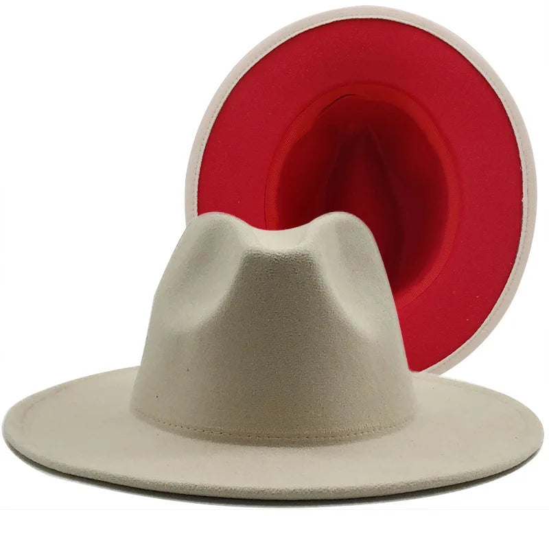 Wool Felt Fedora Hat Wide Brim for Women & Men