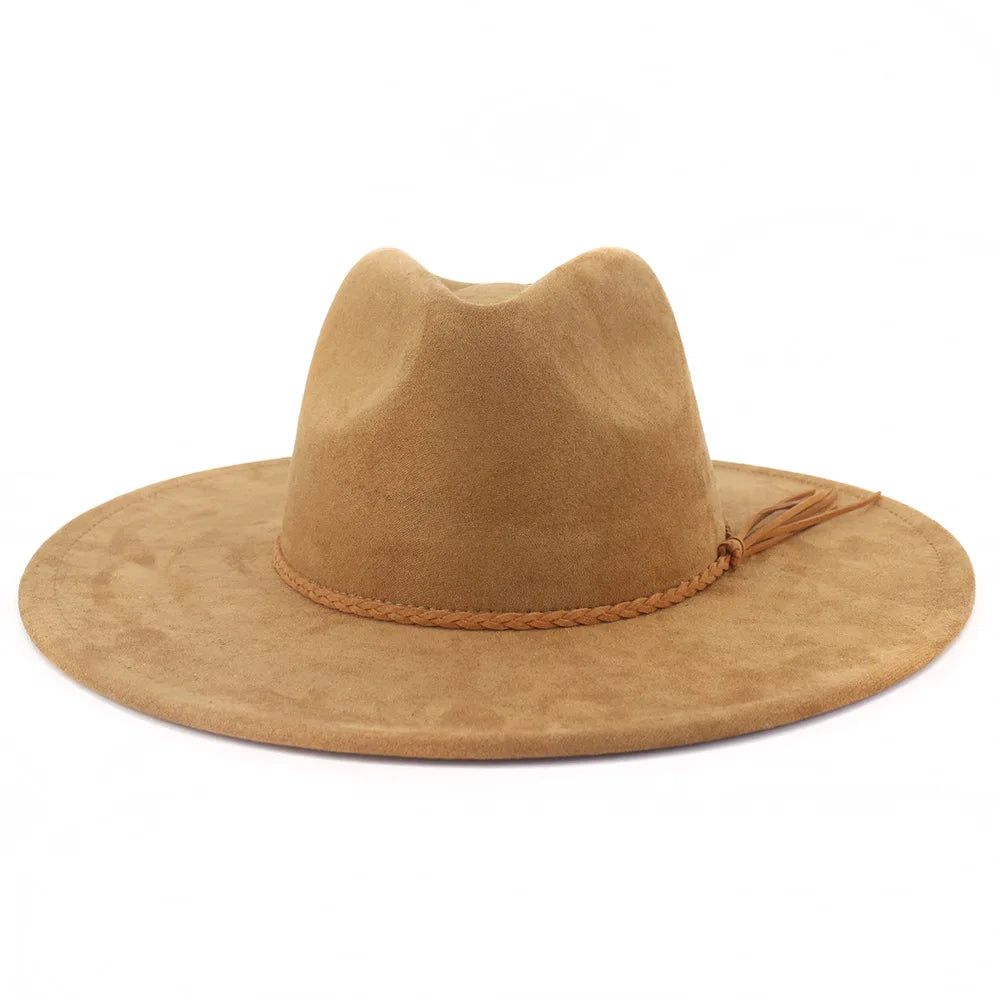 Vegan Suede 9.5cm Wide Brim Fedora Hat