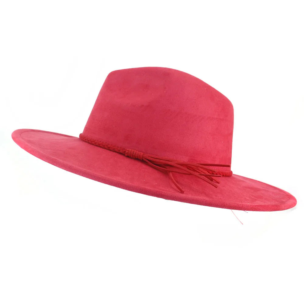 Vegan Suede 9.5cm Wide Brim Fedora Hat