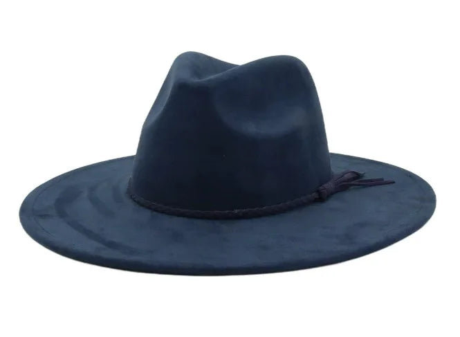 Vegan Suede Hat Teardrop shape 9.5cm Wide Brim Fedora Hat Men's and Women's Autumn and Winter Felt Jazz Hat Classic Church Hat