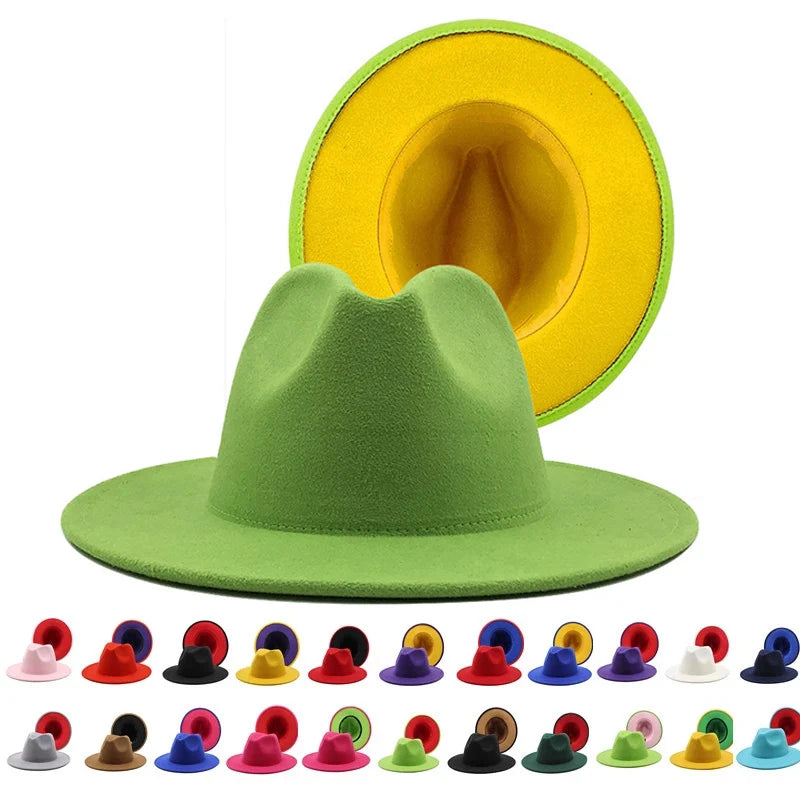 Wool Felt Fedora Hat Wide Brim for Women & Men