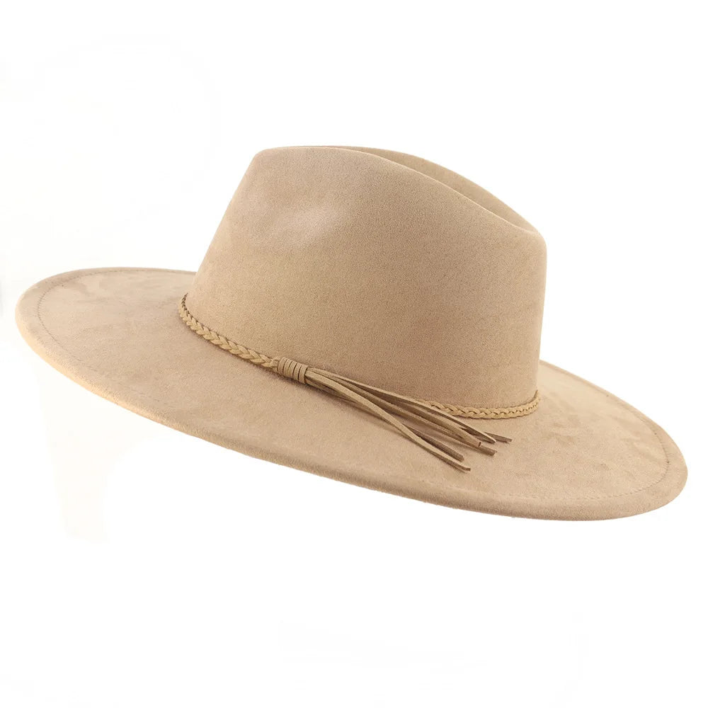 Vegan Suede 9.5cm Wide Brim Fedora Hat