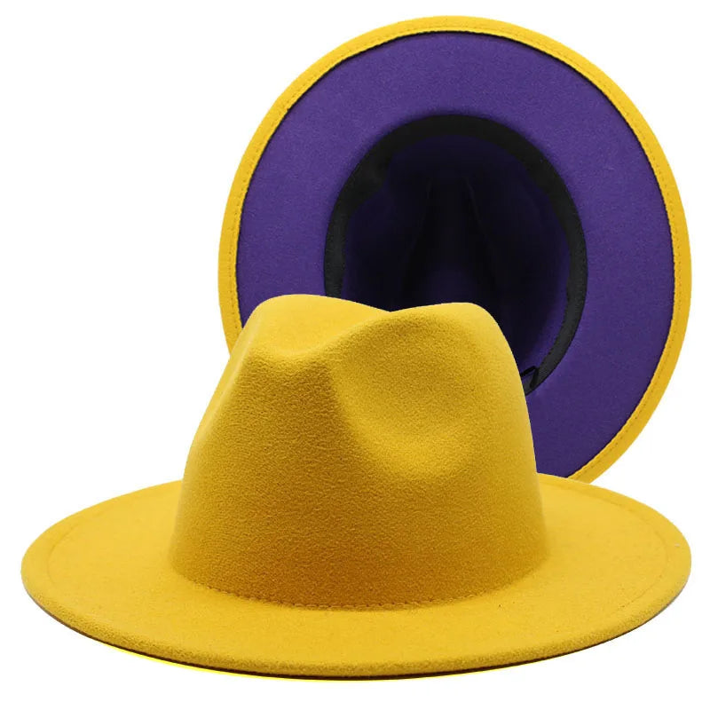 Wool Felt Fedora Hat Wide Brim for Women & Men