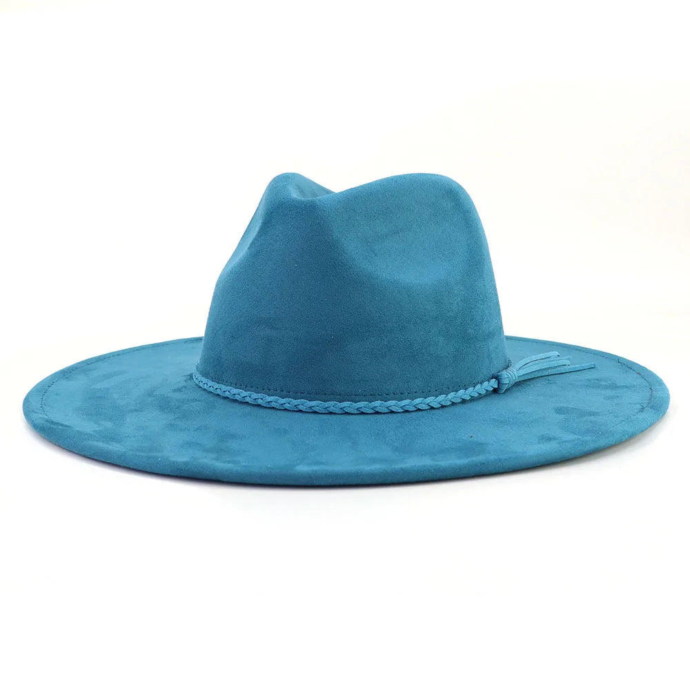 Vegan Suede 9.5cm Wide Brim Fedora Hat