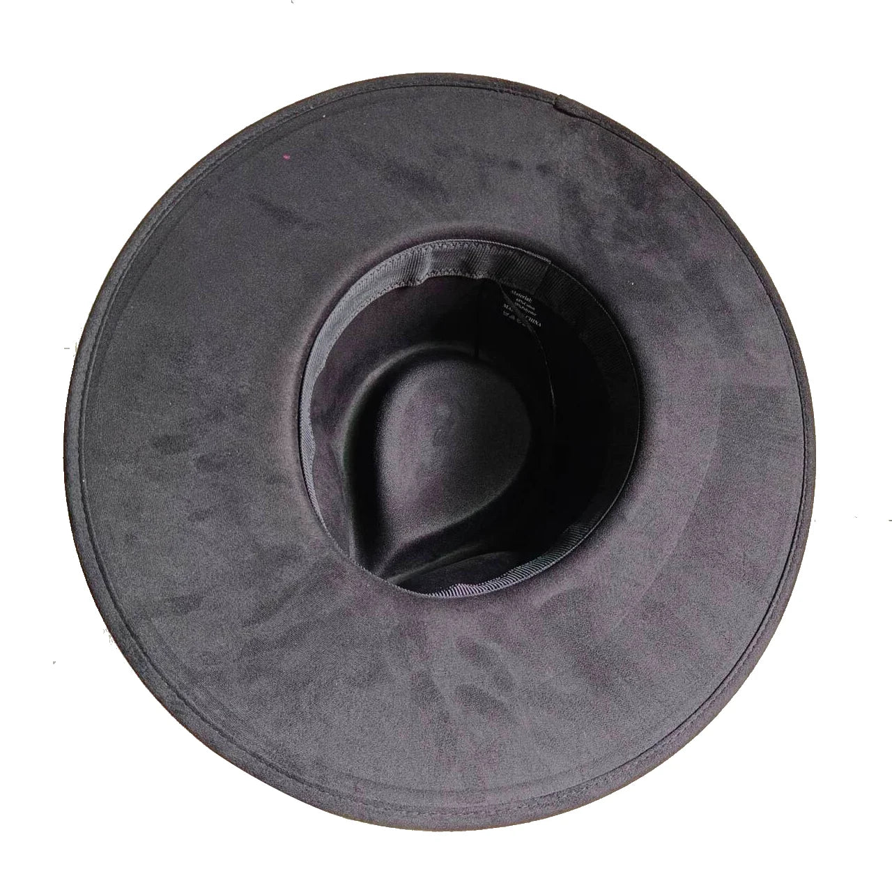 Vegan suede fedora hat with large teardrop top for women with stiff brim flat fashion hat suede hat hats for women