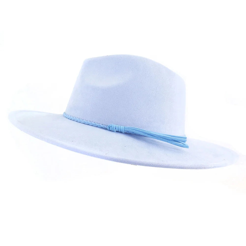 Vegan Suede 9.5cm Wide Brim Fedora Hat