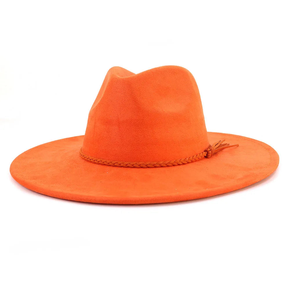 Vegan Suede 9.5cm Wide Brim Fedora Hat