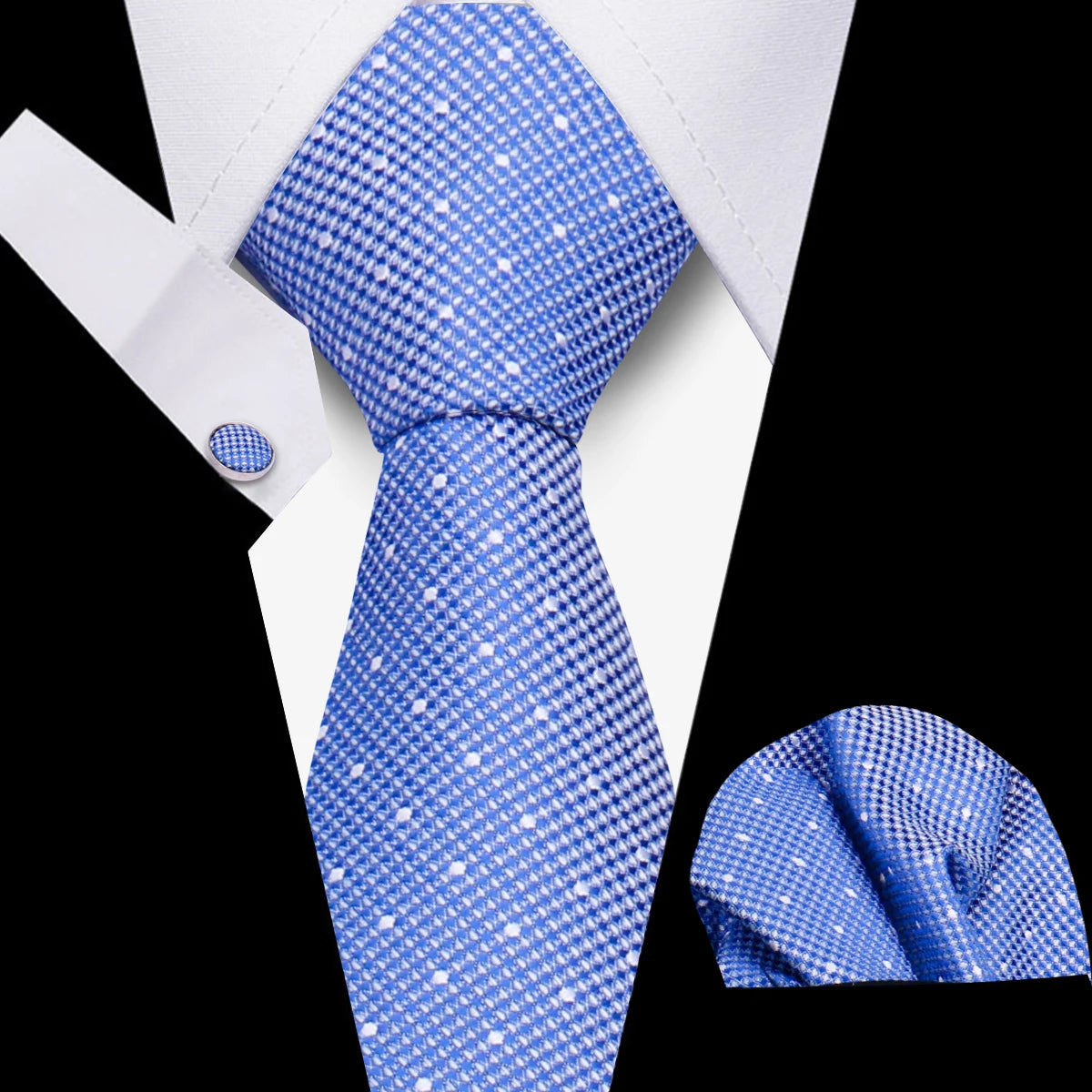 Fashion Elegant Necktie and  Handkerchief w/ Cufflinks (3 Pcs Suit Accessory Set)
