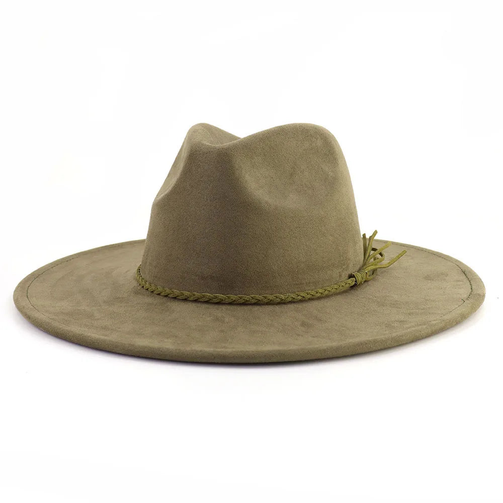 Vegan Suede 9.5cm Wide Brim Fedora Hat