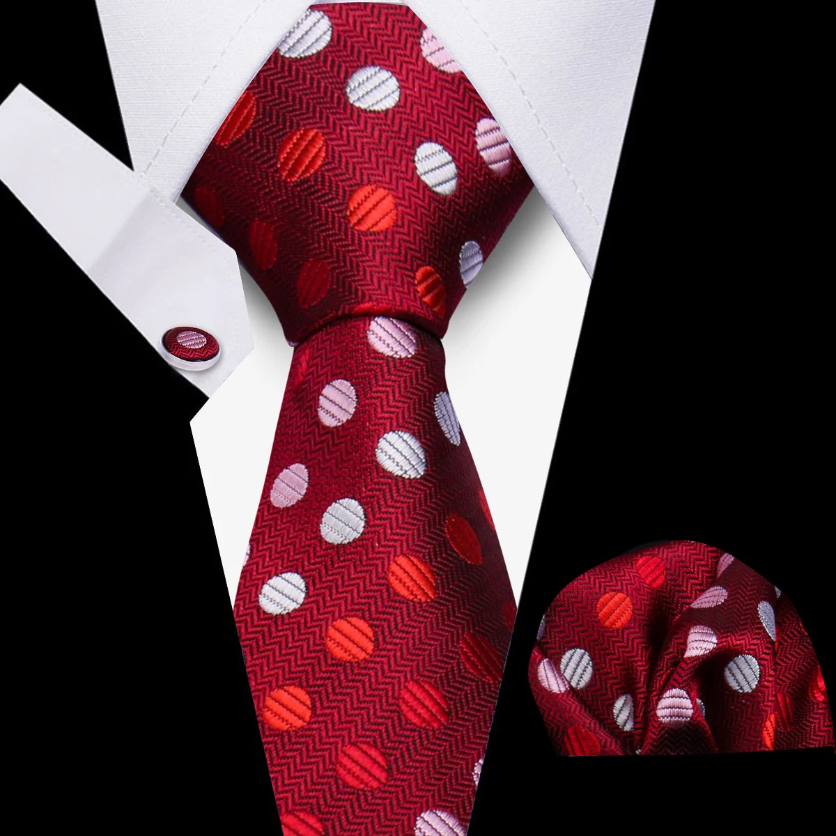 Fashion Elegant Necktie and  Handkerchief w/ Cufflinks (3 Pcs Suit Accessory Set)