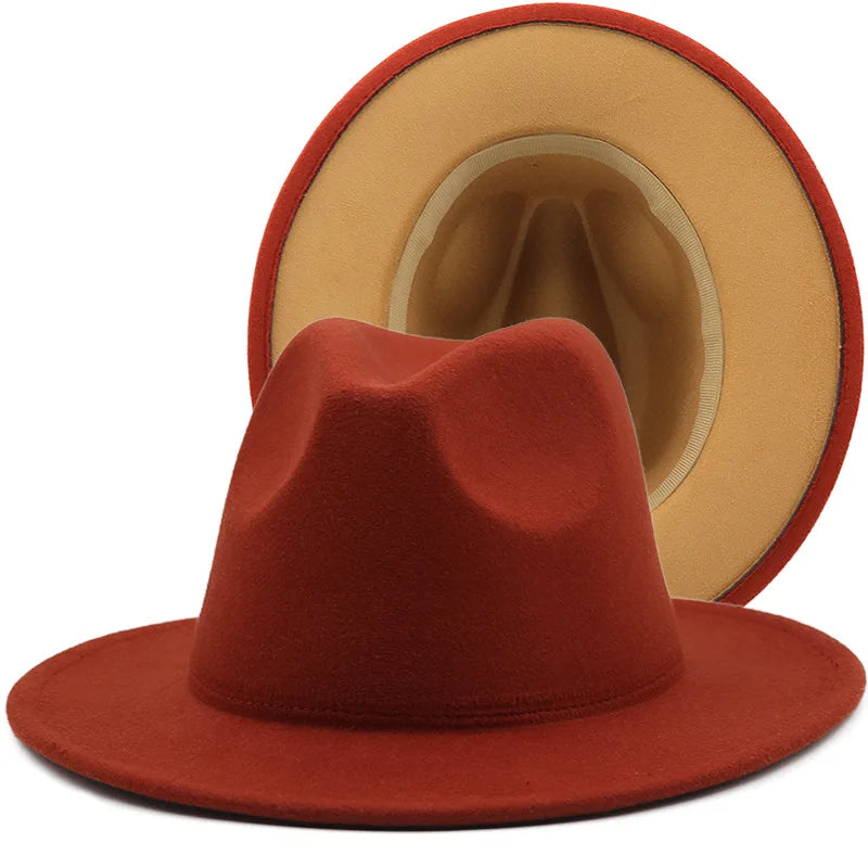 Wool Felt Fedora Hat Wide Brim for Women & Men