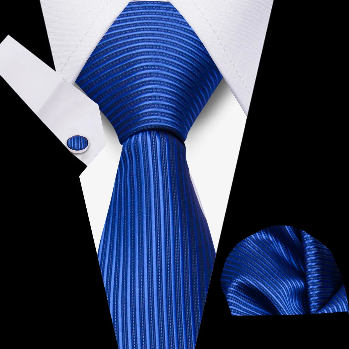 Fashion Elegant Necktie and  Handkerchief w/ Cufflinks (3 Pcs Suit Accessory Set)