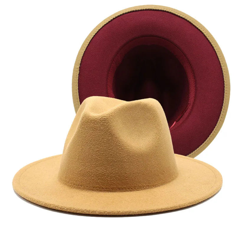 Wool Felt Fedora Hat Wide Brim for Women & Men