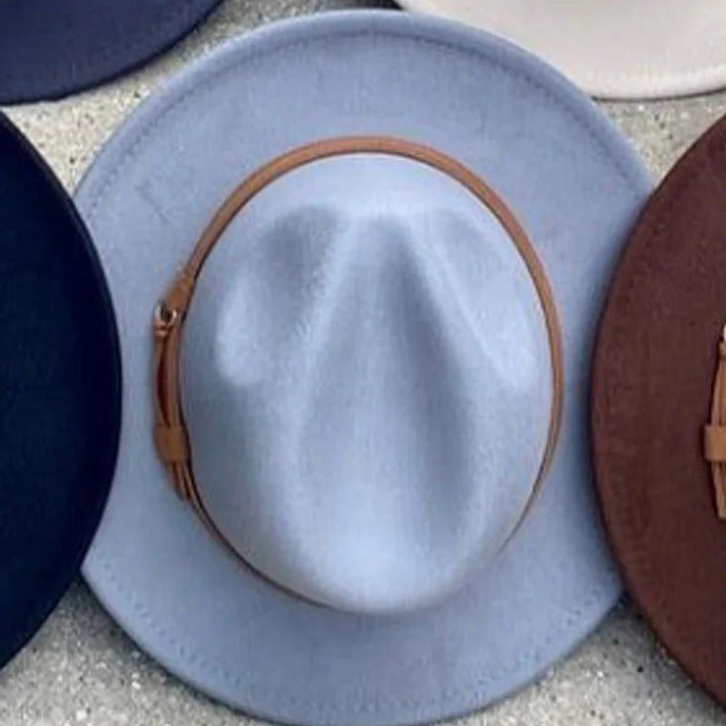 Gradient two-tone tweed flat-brimmed Fedora (unisex)