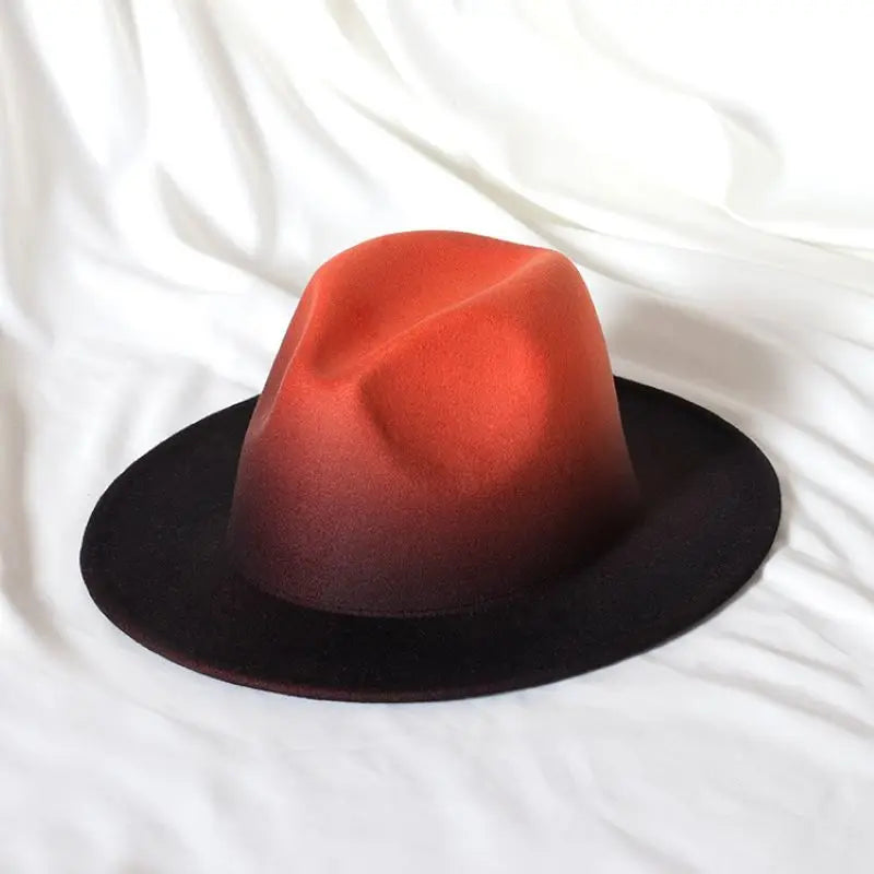Gradient two-tone tweed flat-brimmed Fedora (unisex)
