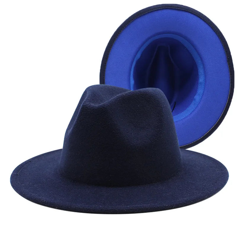 Wool Felt Fedora Hat Wide Brim for Women & Men
