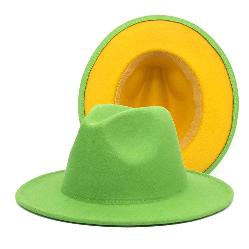 Wool Felt Fedora Hat Wide Brim for Women & Men