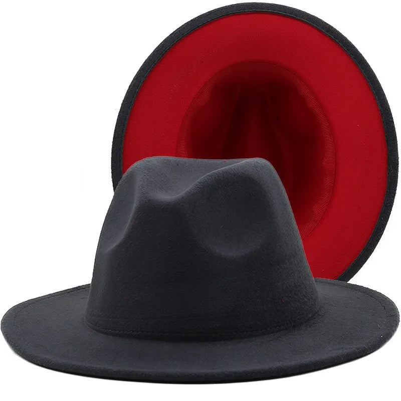 Wool Felt Fedora Hat Wide Brim for Women & Men