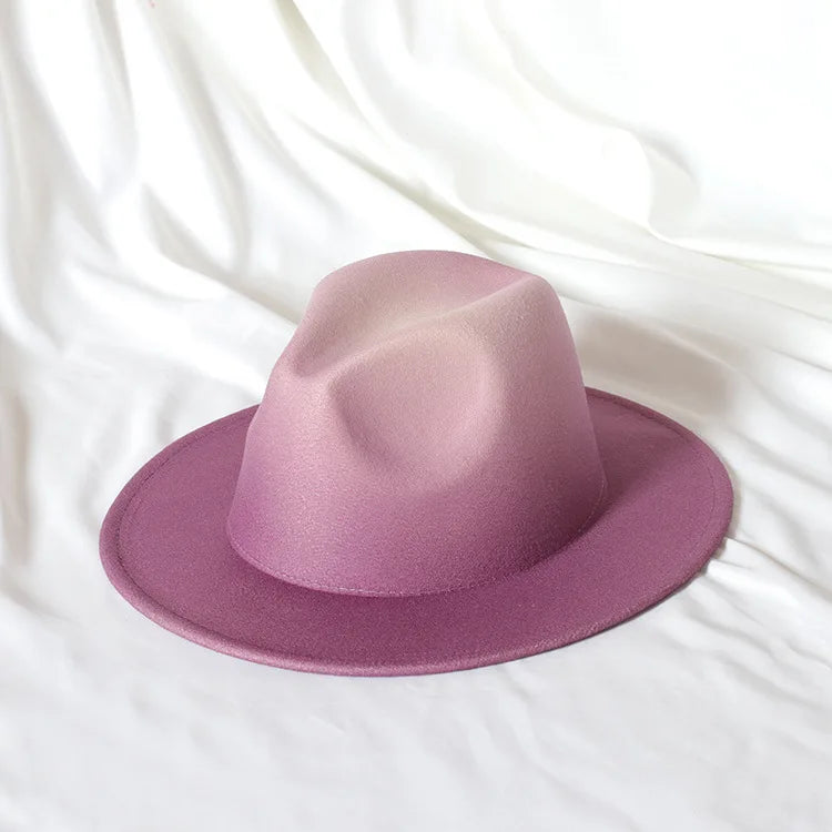 Gradient two-tone tweed flat-brimmed Fedora (unisex)