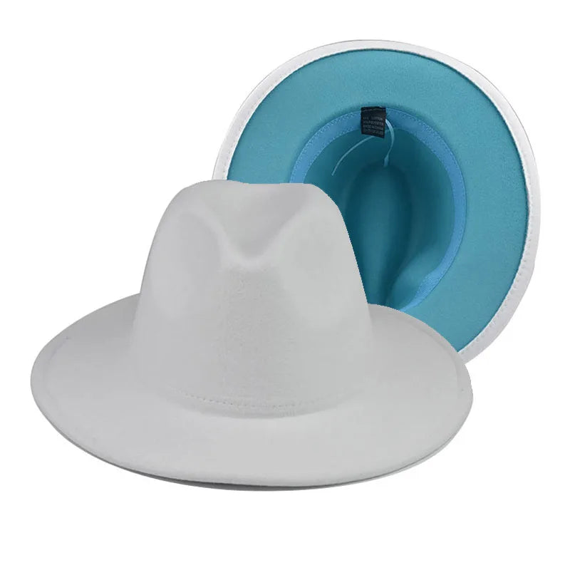 Wool Felt Fedora Hat Wide Brim for Women & Men