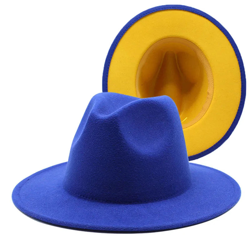 Wool Felt Fedora Hat Wide Brim for Women & Men