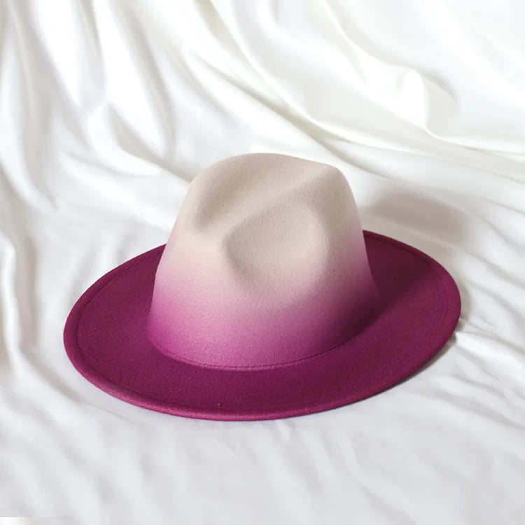 Gradient two-tone tweed flat-brimmed Fedora (unisex)