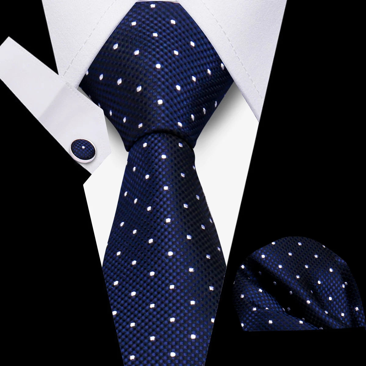 Fashion Elegant Necktie and  Handkerchief w/ Cufflinks (3 Pcs Suit Accessory Set)