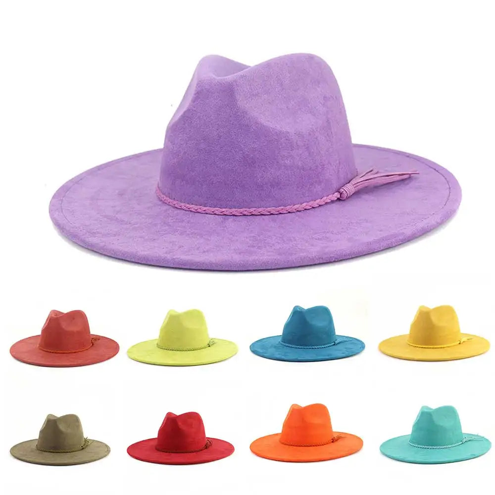 Vegan Suede 9.5cm Wide Brim Fedora Hat