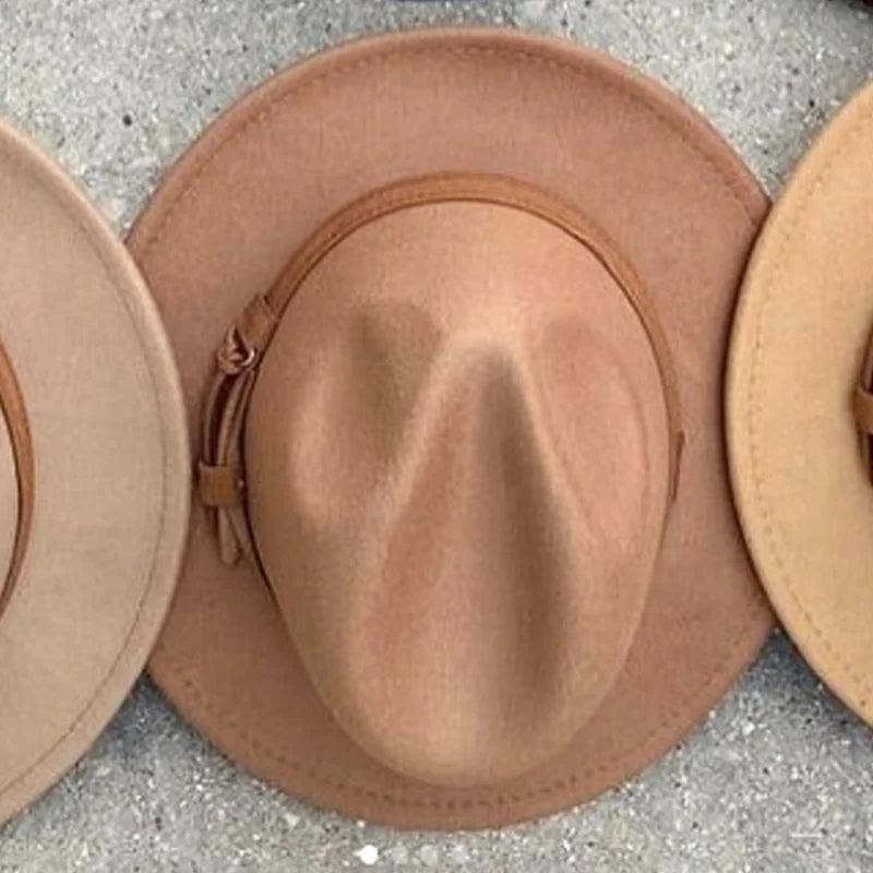 Gradient two-tone tweed flat-brimmed Fedora (unisex)