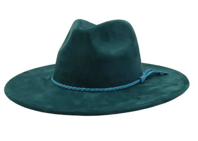 Vegan Suede Hat Teardrop shape 9.5cm Wide Brim Fedora Hat Men's and Women's Autumn and Winter Felt Jazz Hat Classic Church Hat