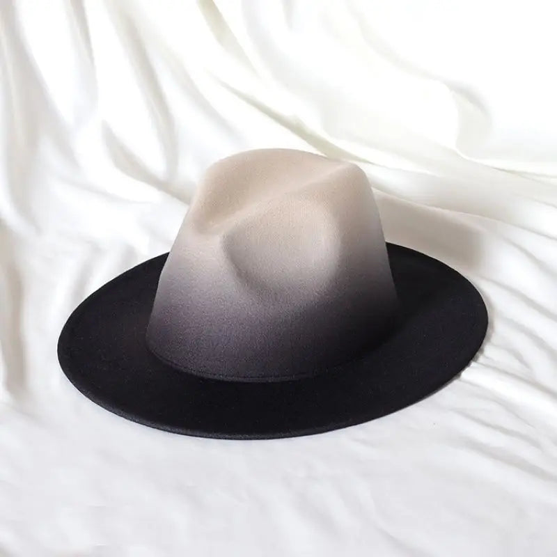 Gradient two-tone tweed flat-brimmed Fedora (unisex)