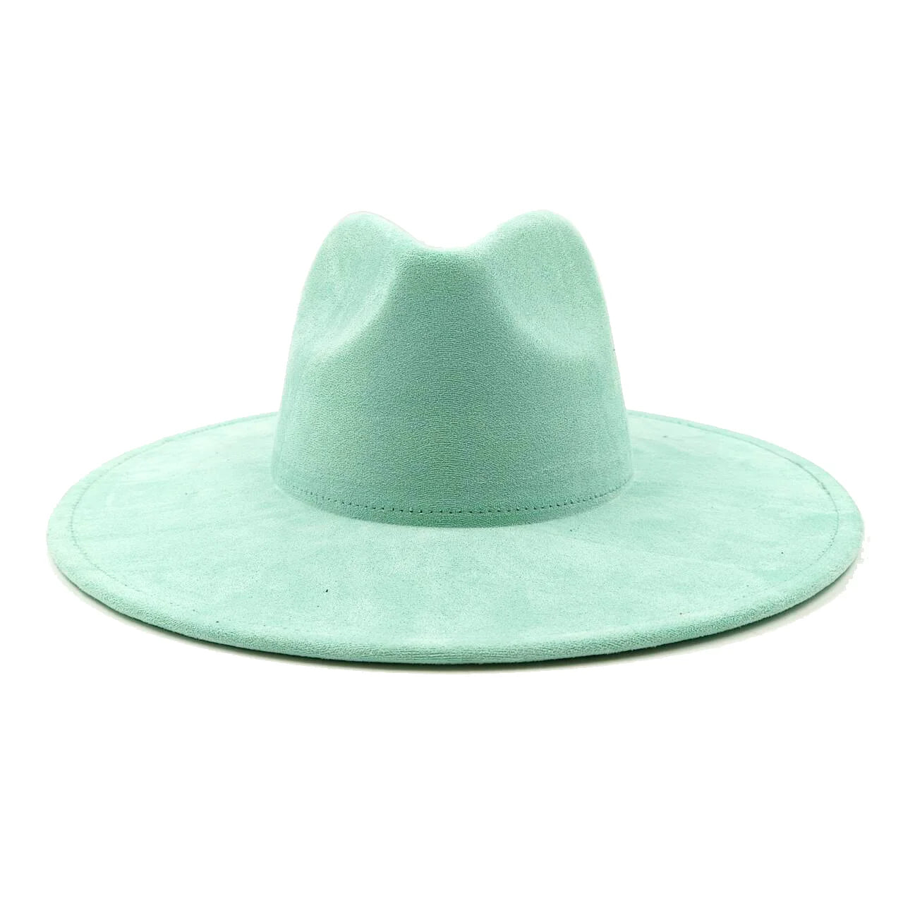 Vegan suede fedora hat with large teardrop top for women with stiff brim flat fashion hat suede hat hats for women