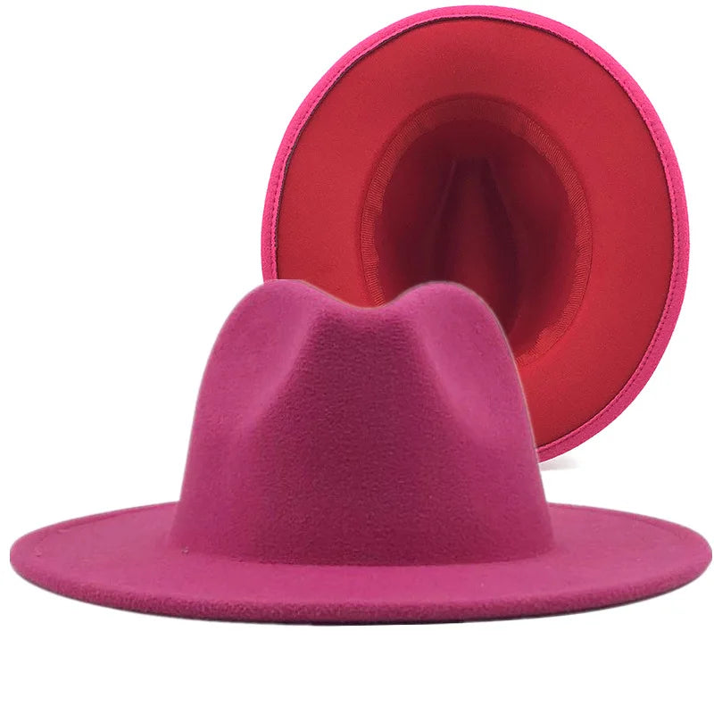 Wool Felt Fedora Hat Wide Brim for Women & Men