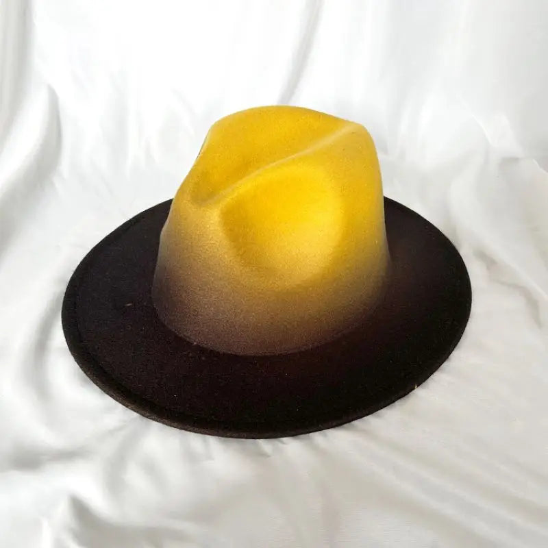 Gradient two-tone tweed flat-brimmed Fedora (unisex)