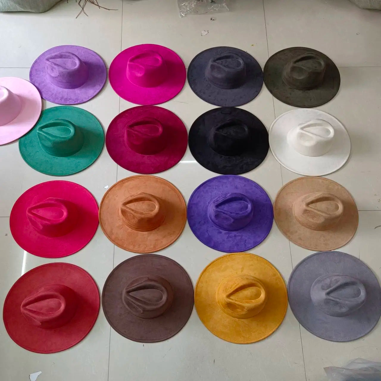 Suede Wide Brim Fedora Hat