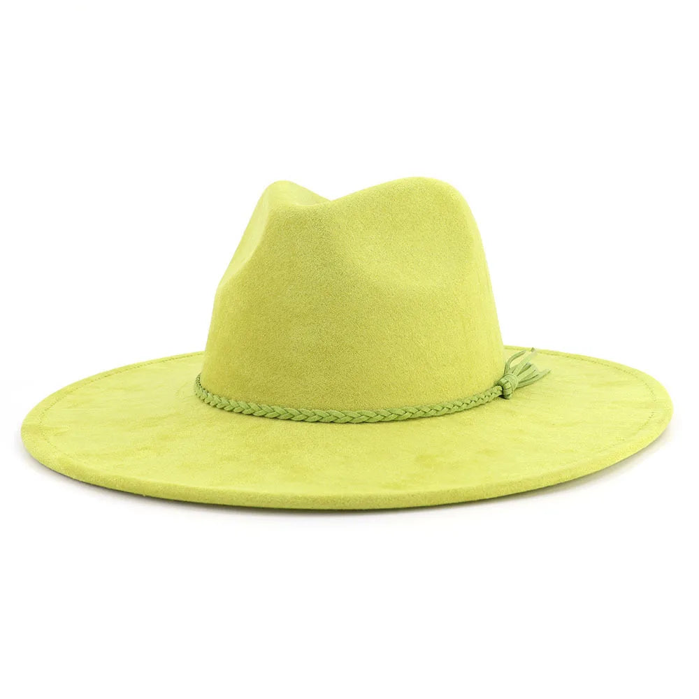 Vegan Suede 9.5cm Wide Brim Fedora Hat