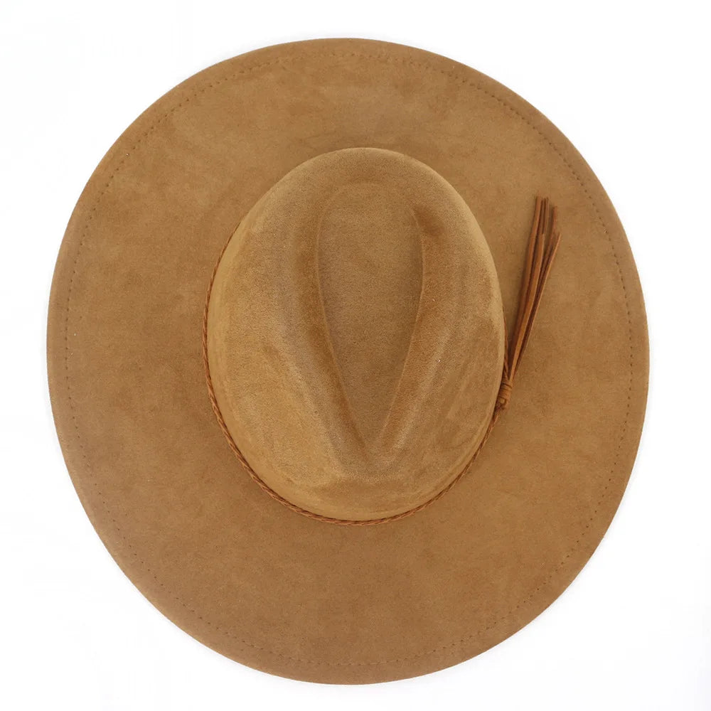 Vegan Suede 9.5cm Wide Brim Fedora Hat