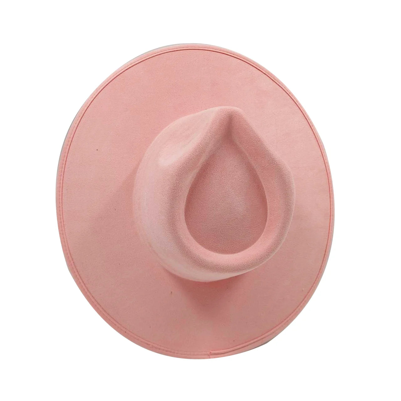 Vegan suede fedora hat with large teardrop top for women with stiff brim flat fashion hat suede hat hats for women