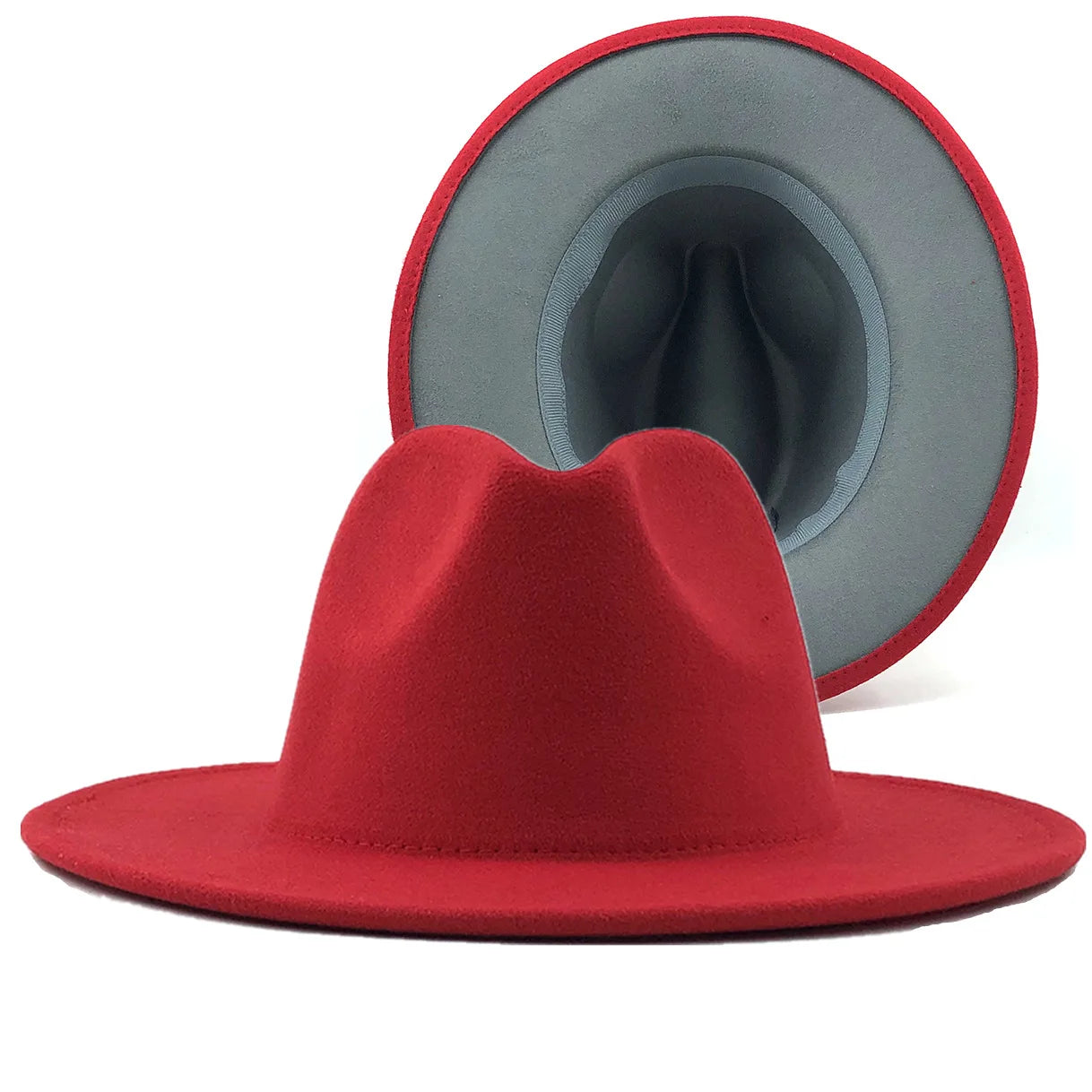 Wool Felt Fedora Hat Wide Brim for Women & Men