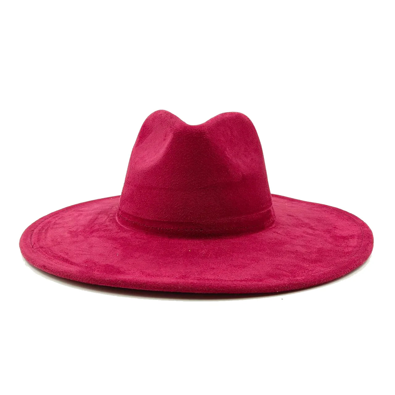 Vegan suede fedora hat with large teardrop top for women with stiff brim flat fashion hat suede hat hats for women