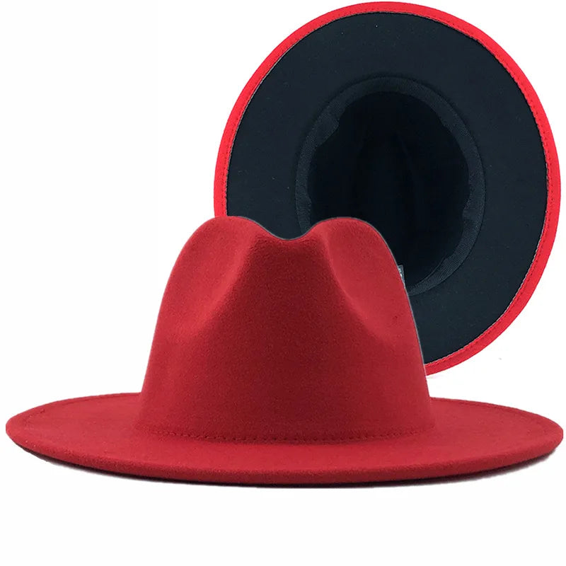 Wool Felt Fedora Hat Wide Brim for Women & Men