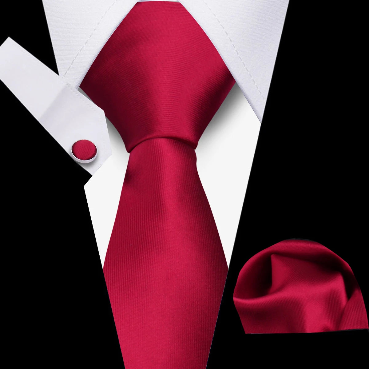 Fashion Elegant Necktie and  Handkerchief w/ Cufflinks (3 Pcs Suit Accessory Set)