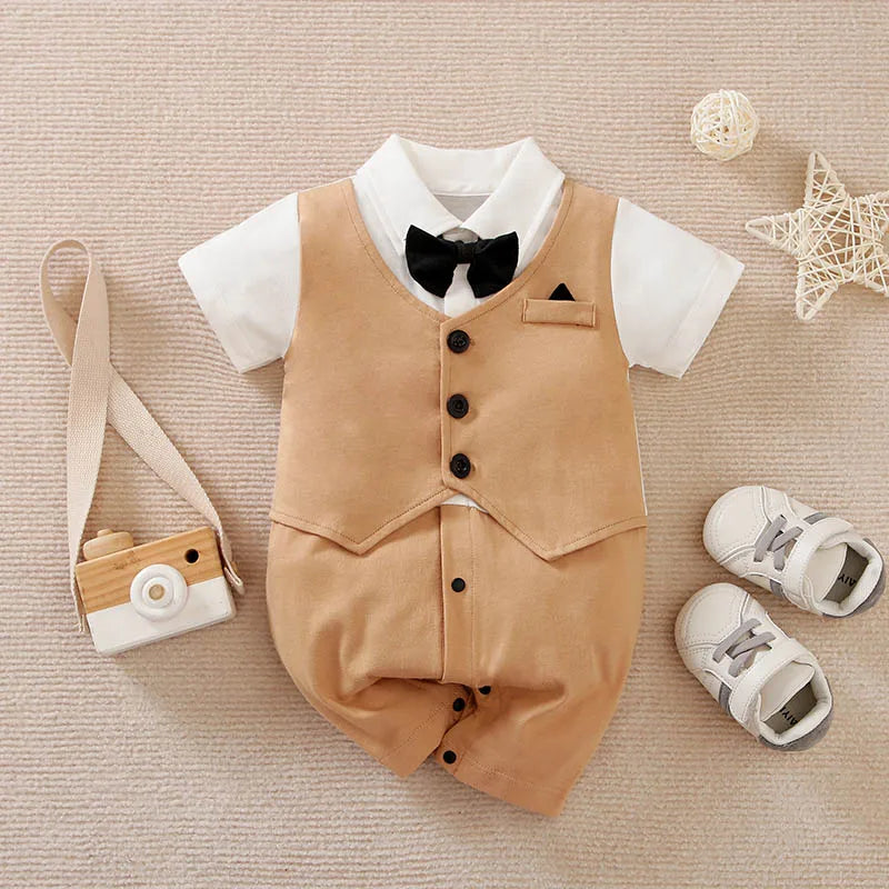 Baby & Newborn Gentleman Style Short-sleeved Bodysuit