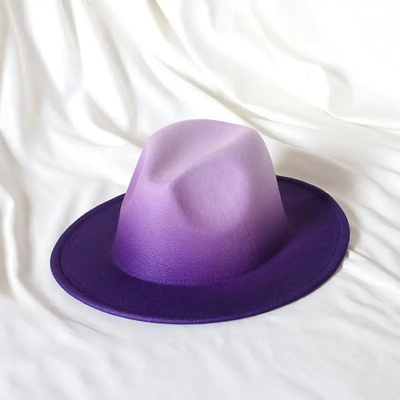 Gradient two-tone tweed flat-brimmed Fedora (unisex)