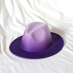Gradient two-tone tweed flat-brimmed Fedora (unisex)