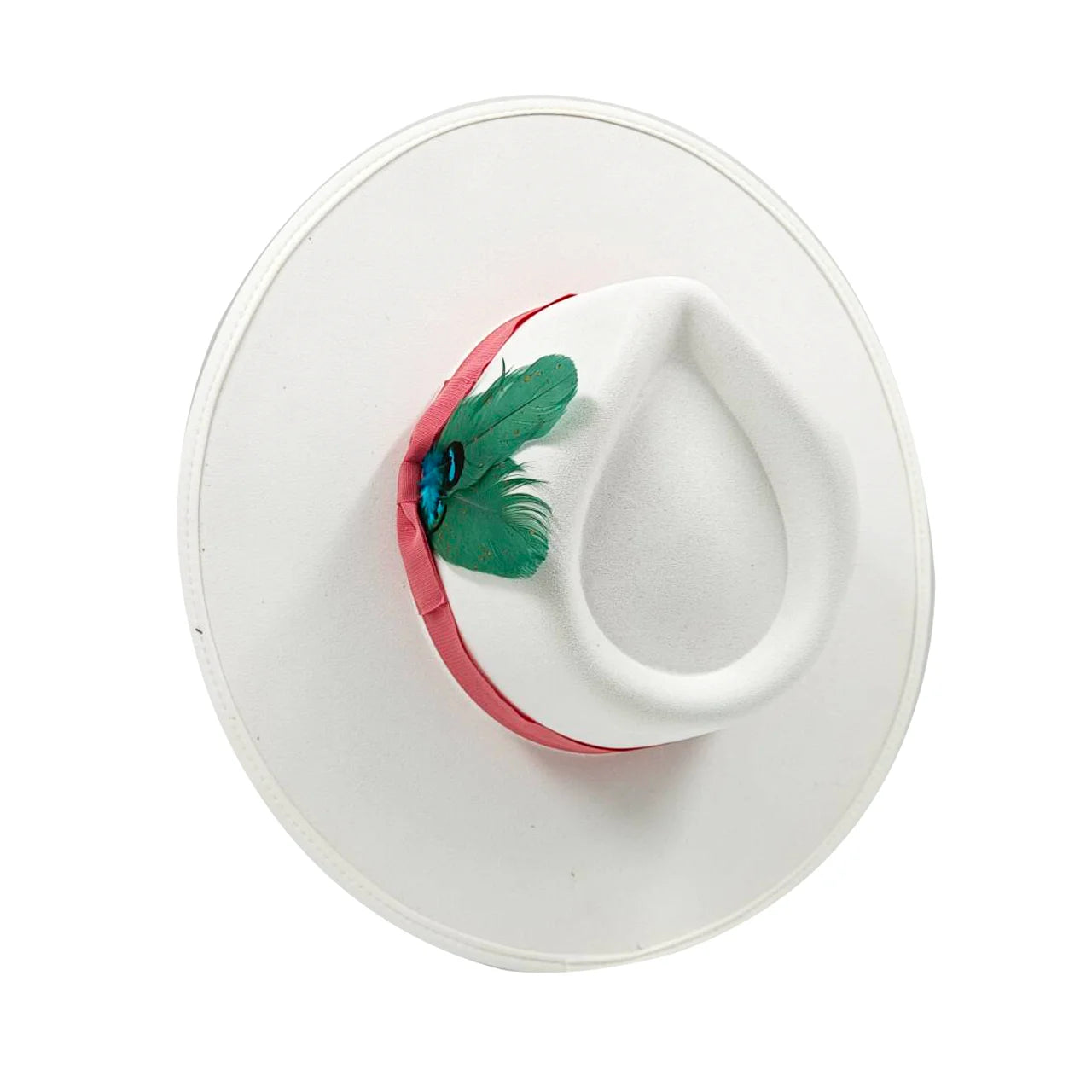 Vegan suede fedora hat with large teardrop top for women with stiff brim flat fashion hat suede hat hats for women