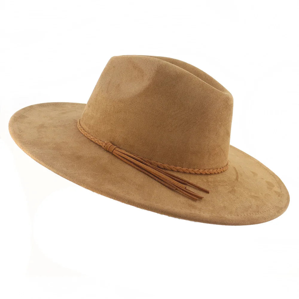 Vegan Suede 9.5cm Wide Brim Fedora Hat